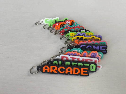 Customizable name keychain with border