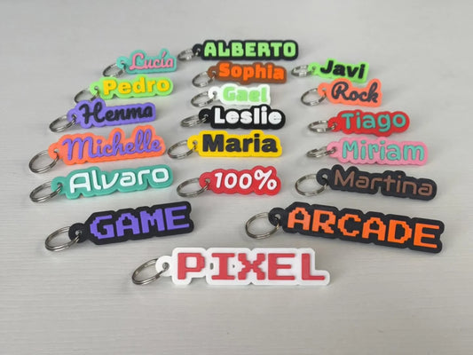 Customizable name keychain with border